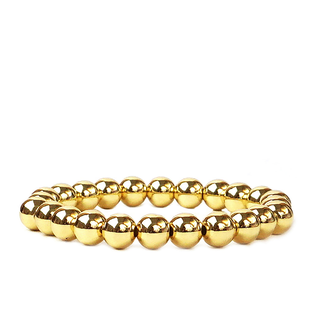 8 mm metal beaded stretch bracelet