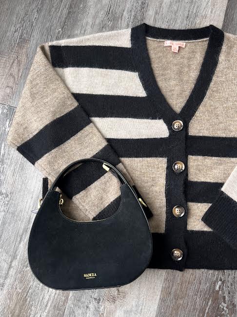 Lisa Todd Cardiagan Camel and Black Sweater