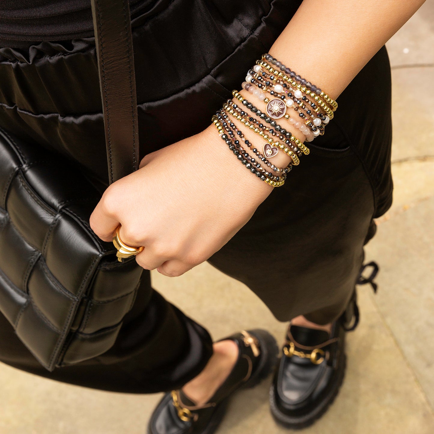 crystal beaded pearl wrap bracelet