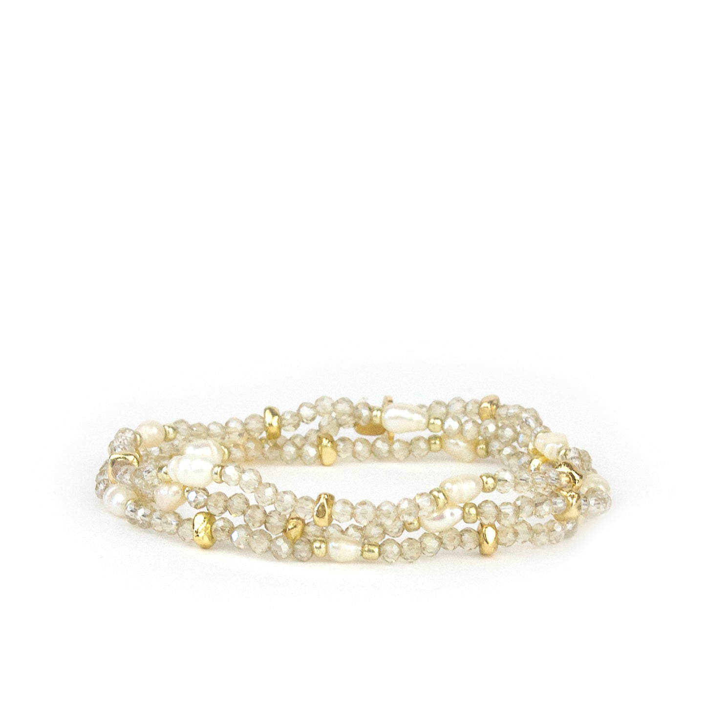 crystal beaded pearl wrap bracelet