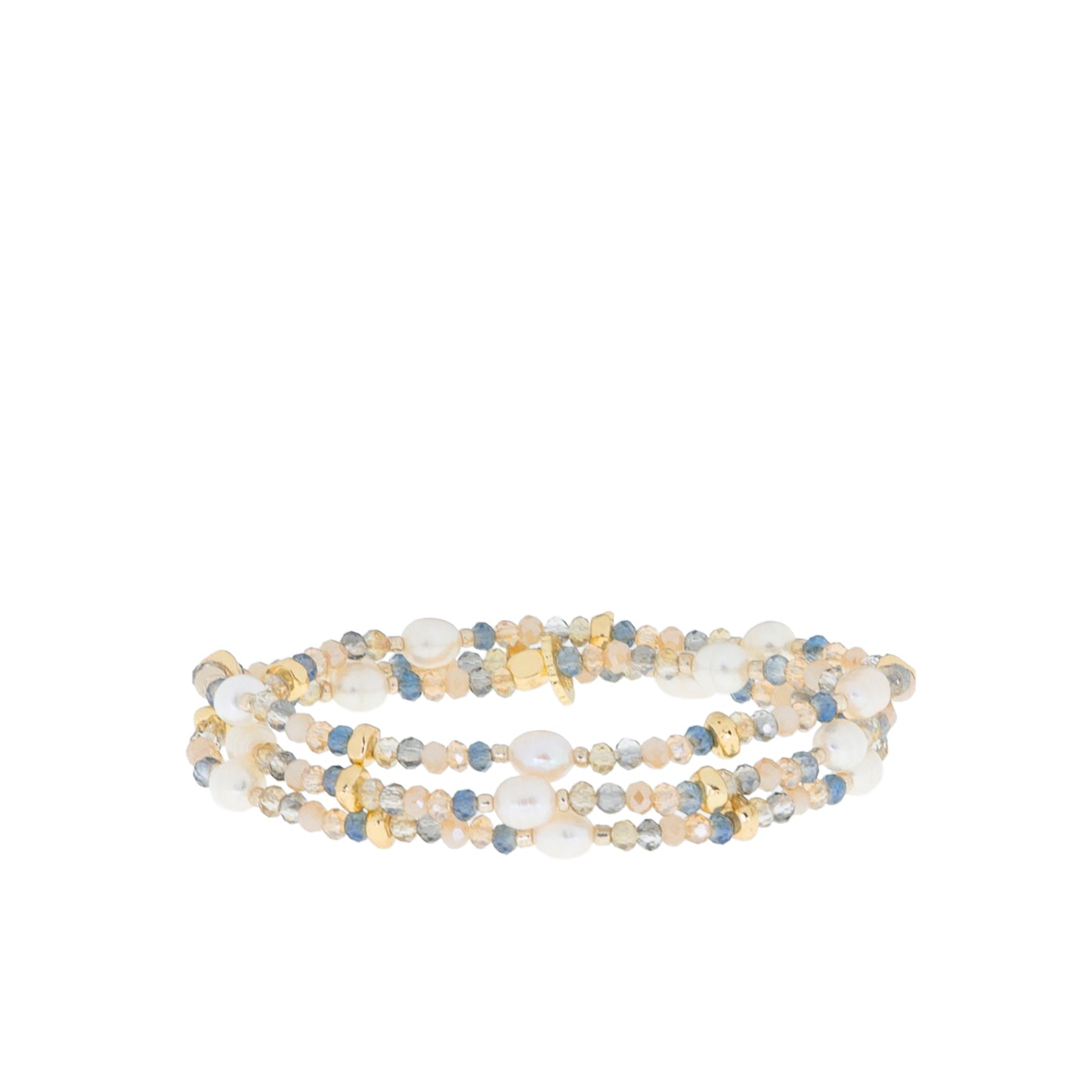 crystal beaded pearl wrap bracelet