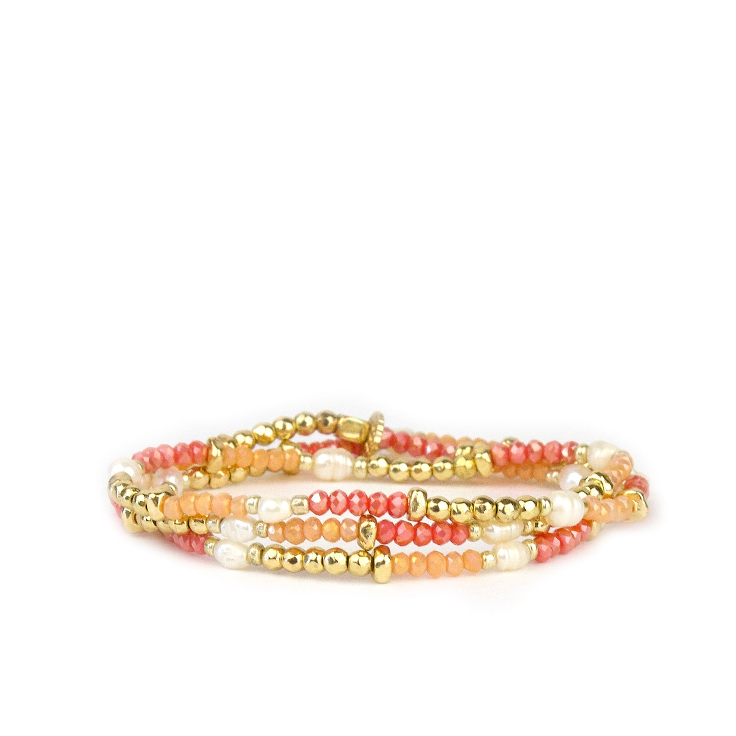 crystal beaded pearl wrap bracelet
