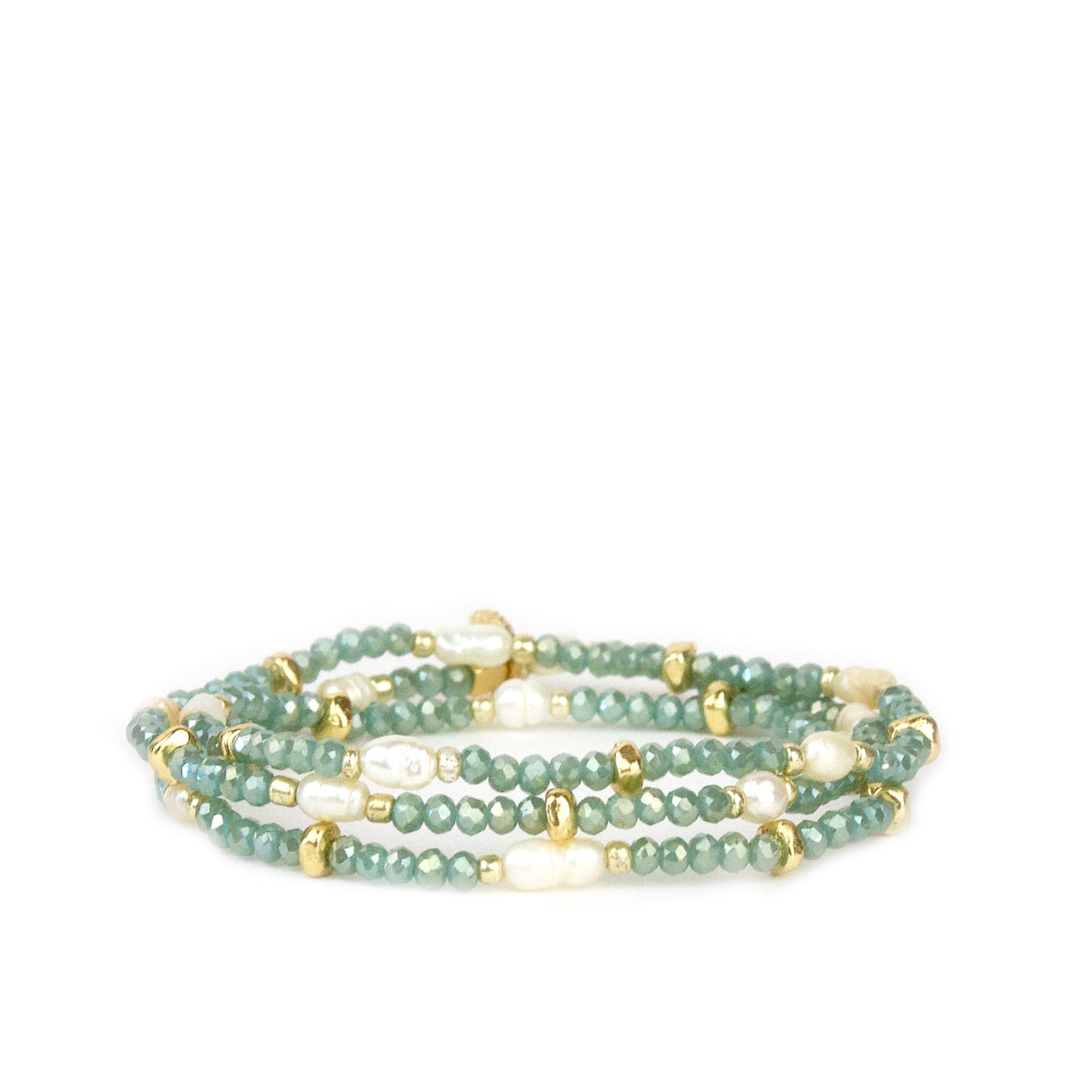 crystal beaded pearl wrap bracelet