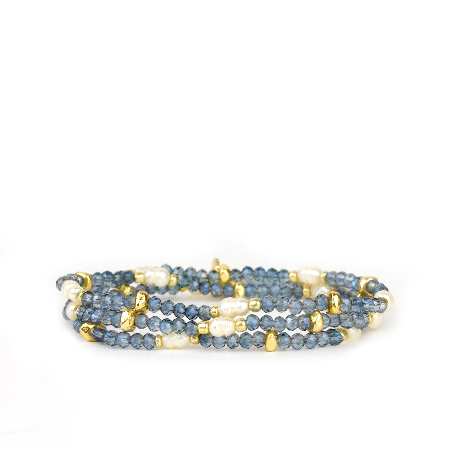 crystal beaded pearl wrap bracelet
