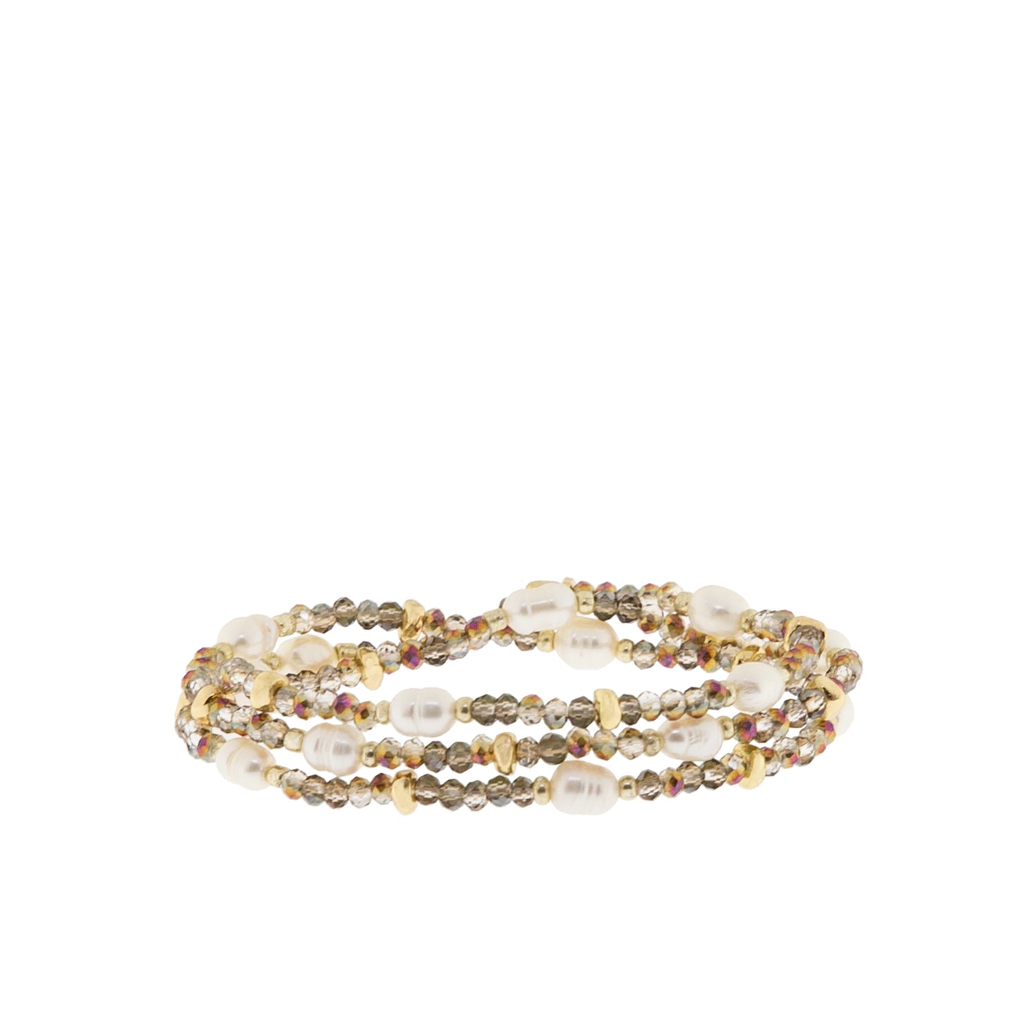 crystal beaded pearl wrap bracelet