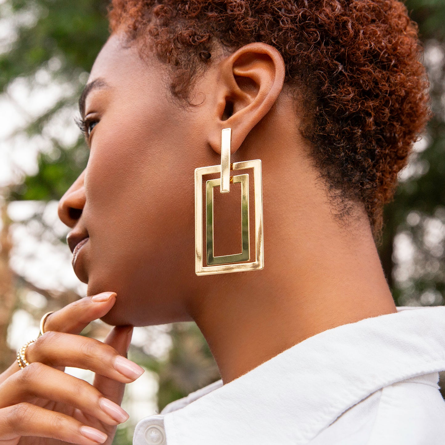 rectangle drop earring