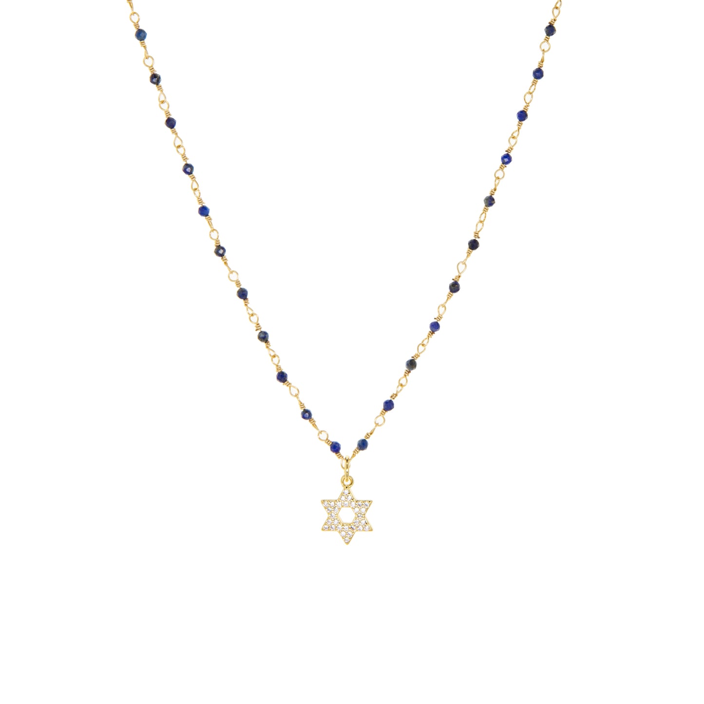 natural stone necklace with cz star of david charm
