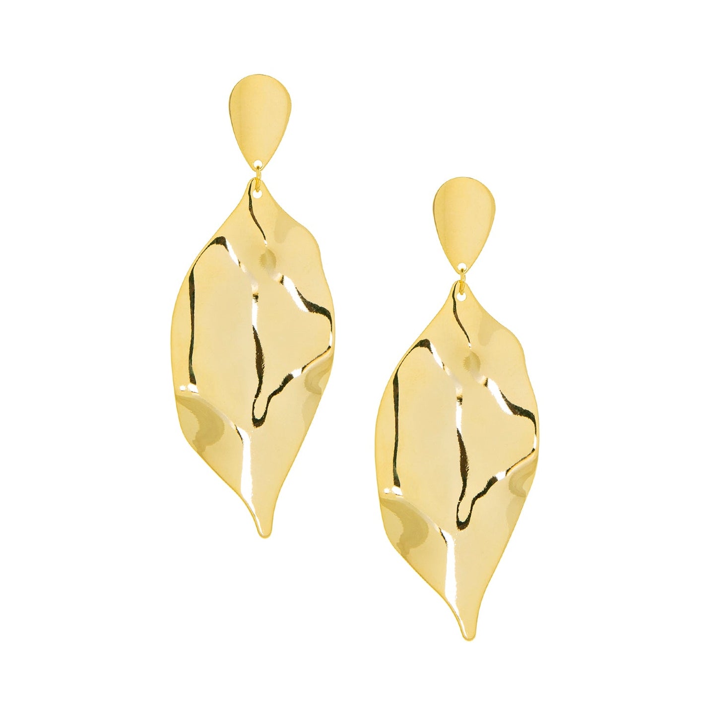 crinkle leaf drop earring