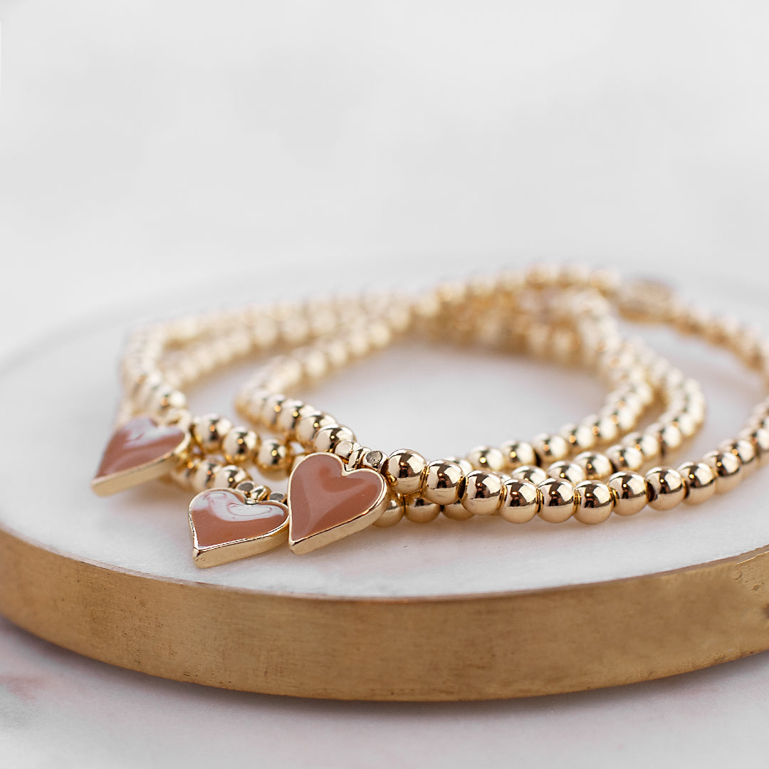 pink enamel heart bracelet