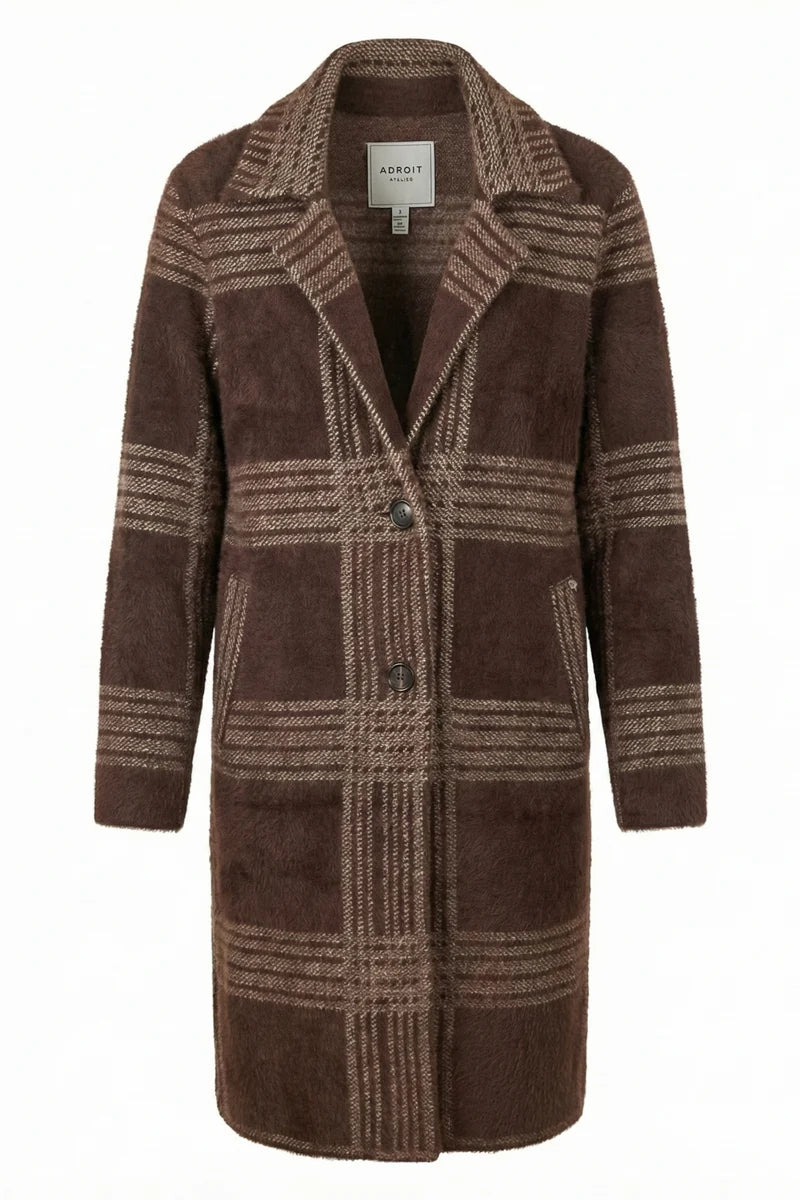 Adroit Lorie Single Breasted Knit Coat
