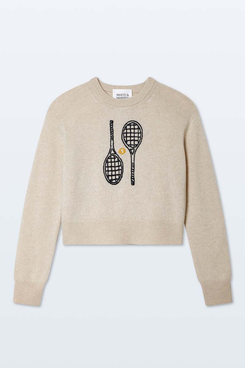 White and Warren Tennis Raquet Sweater