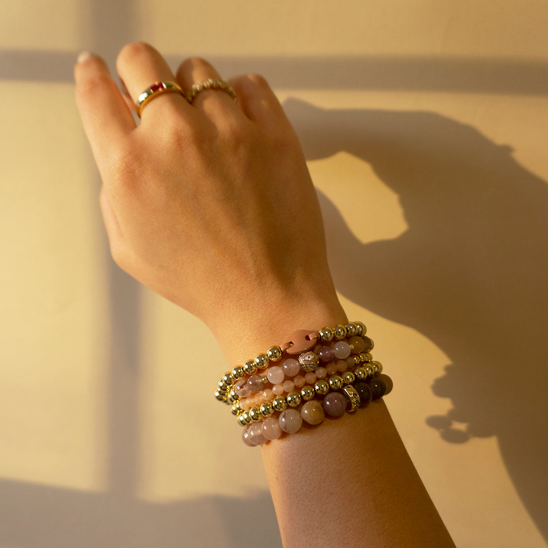 metal and crystal bead stretch bracelet