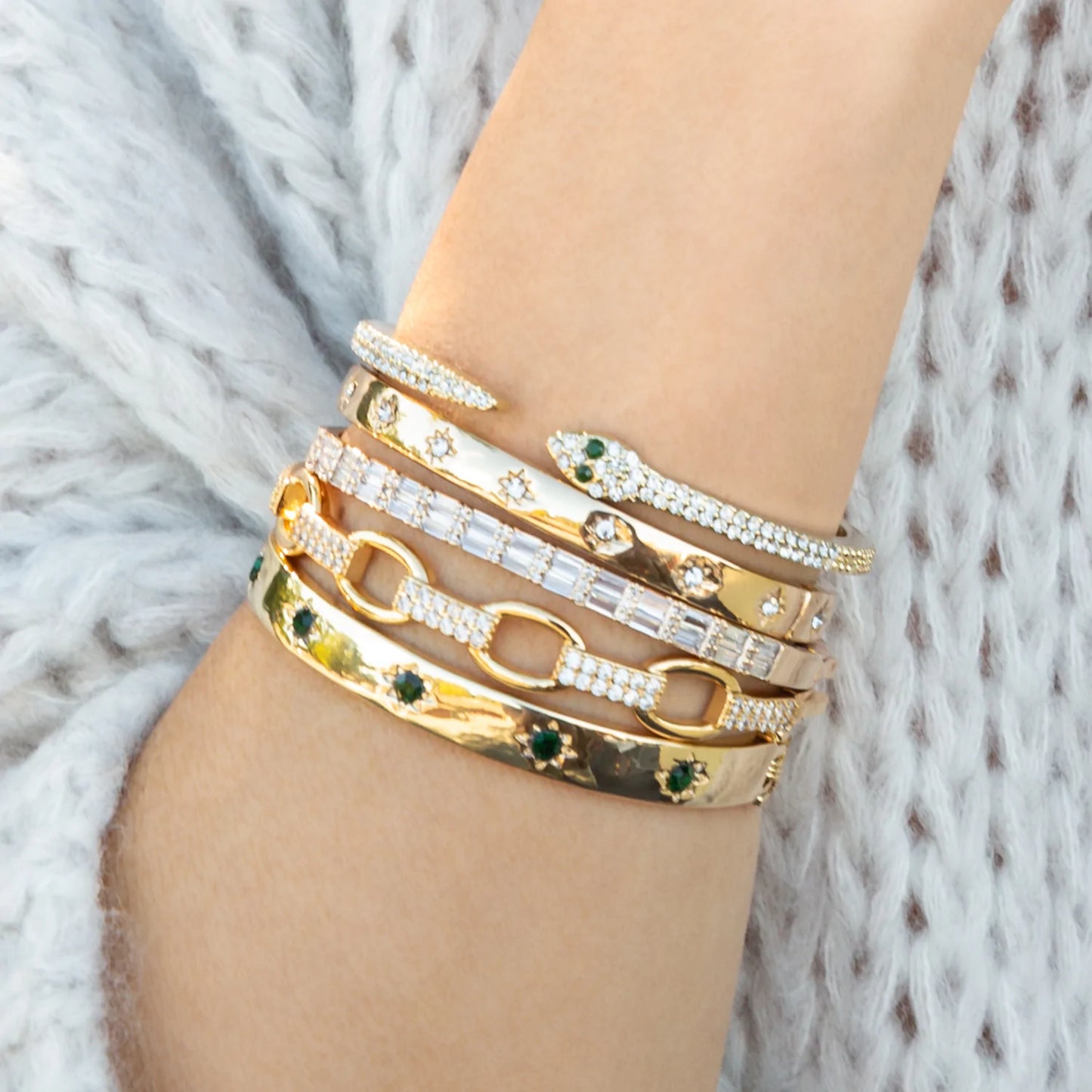 sterling double row baguette CZ bangle