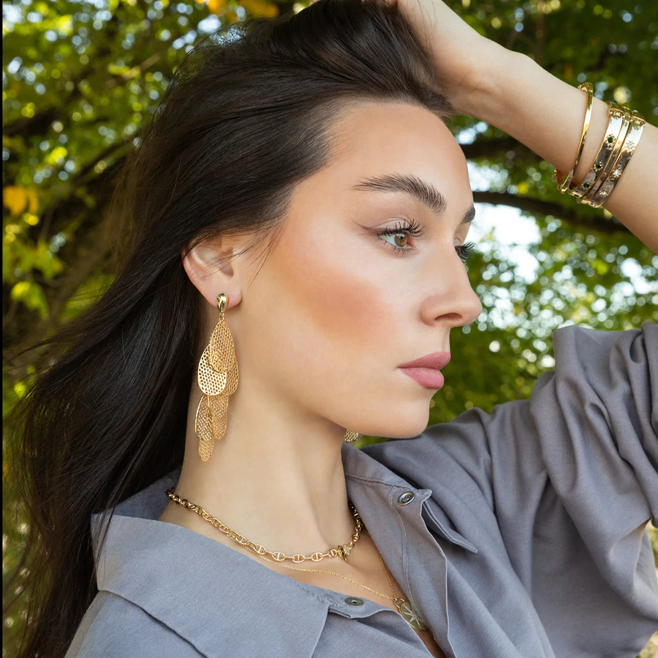 multi teardrop statement earring