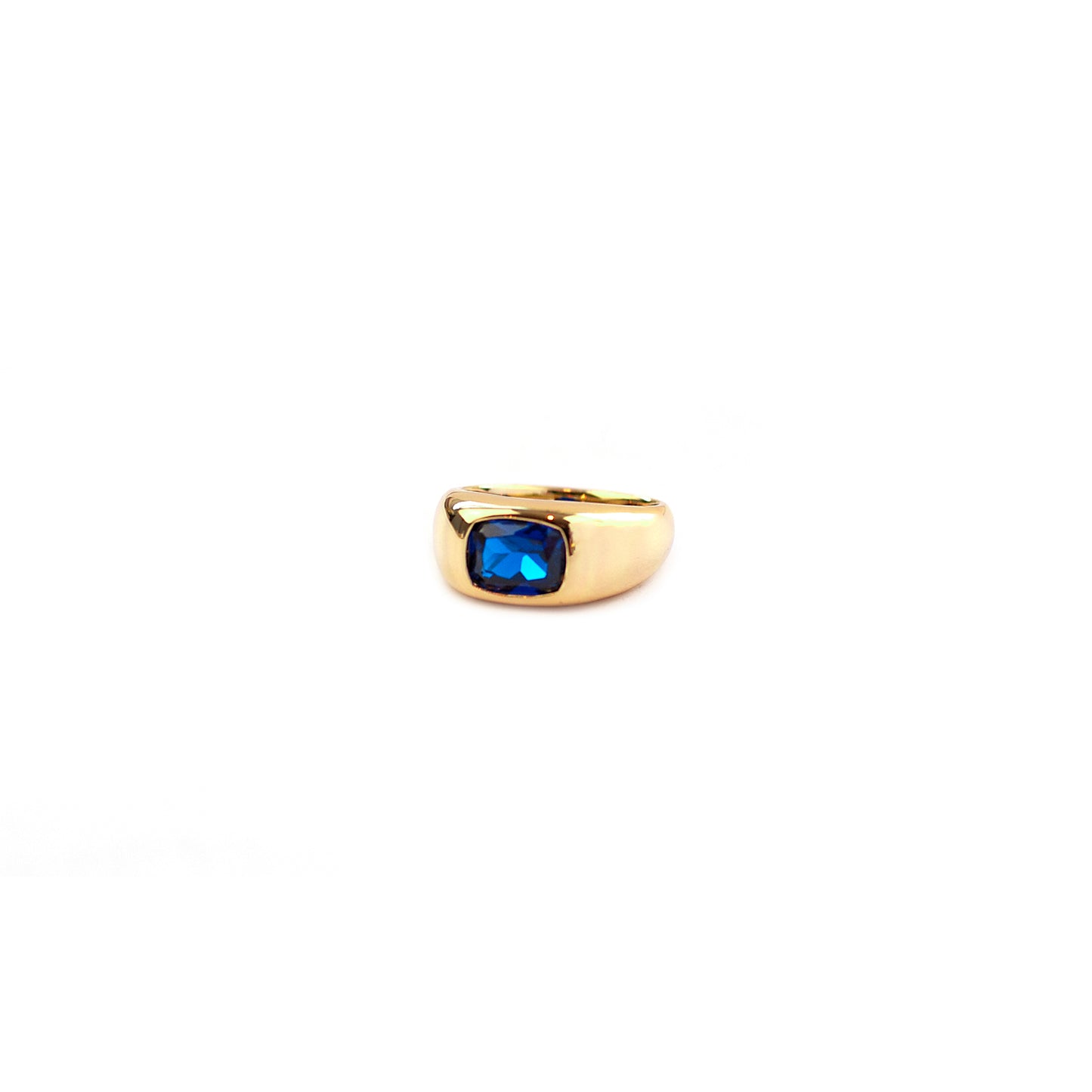 Crystal Set Gold Plated Signet Ring