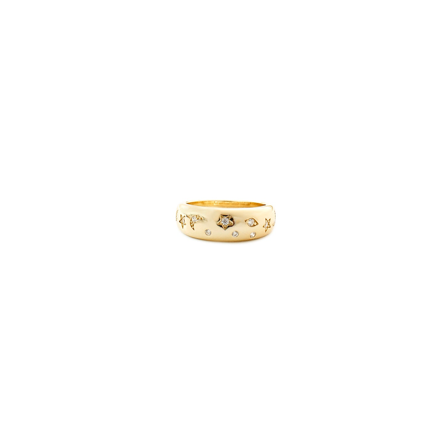 Dome Ring with Moon and Stars Design Detail