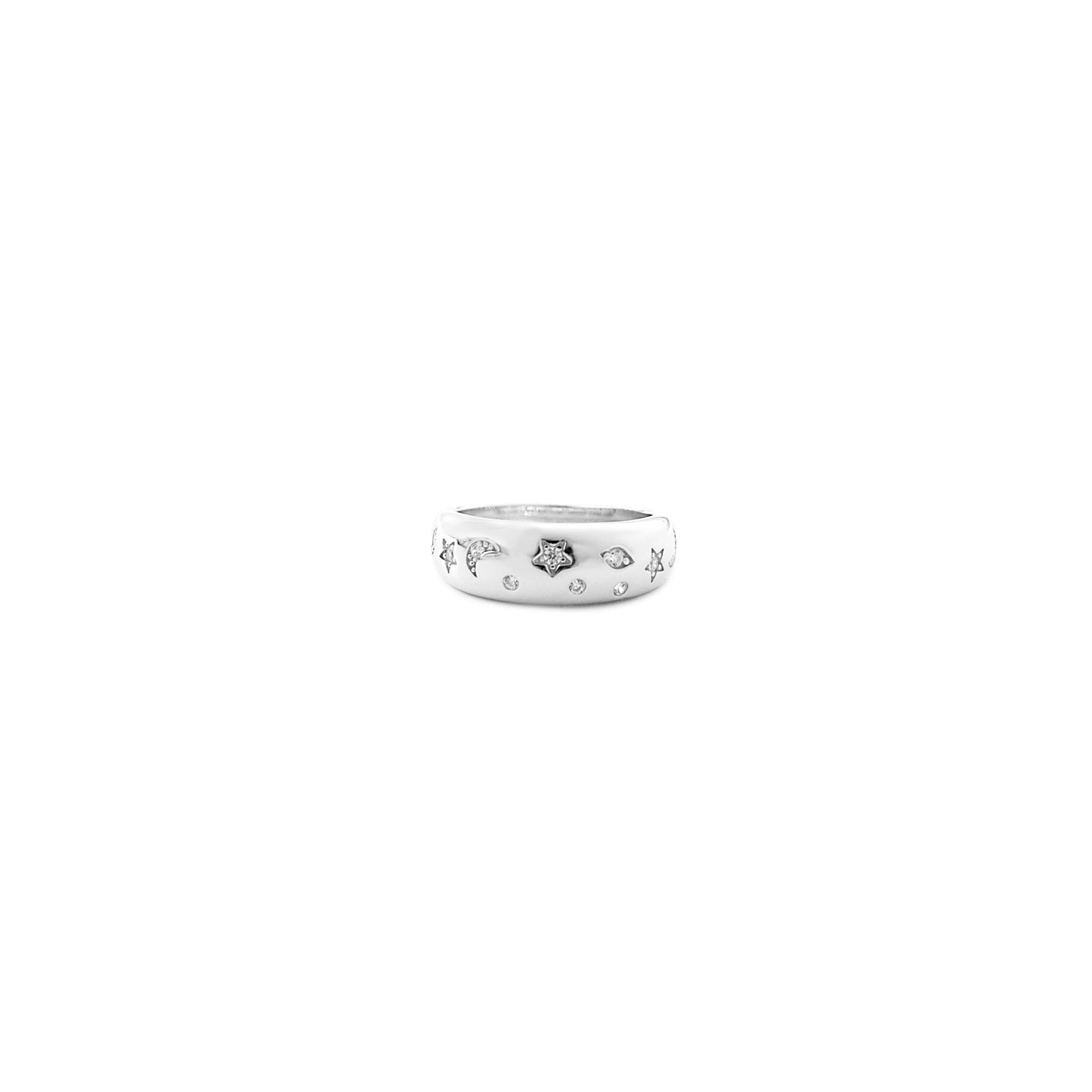 Dome Ring with Moon and Stars Design Detail