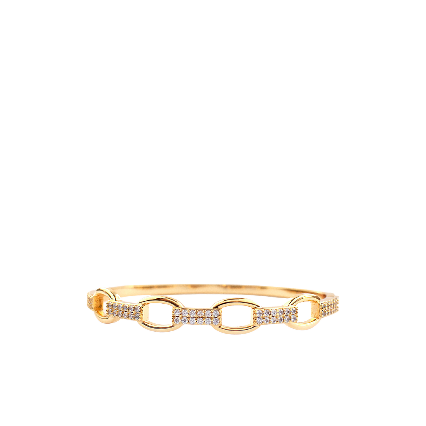 brass pave link bangle