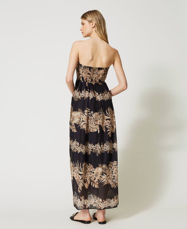 Printed Muslin Bustier Dress