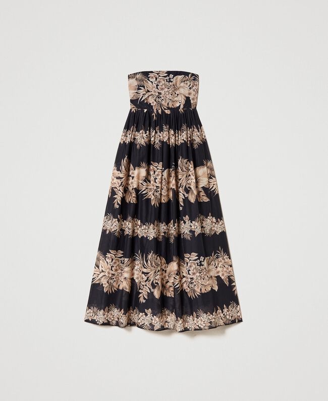 Printed Muslin Bustier Dress
