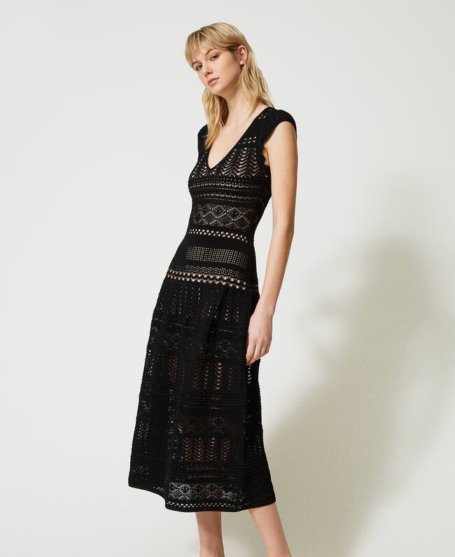 Long Knit Dress with Lace Stitch