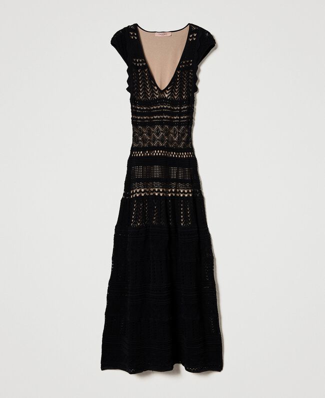 Long Knit Dress with Lace Stitch