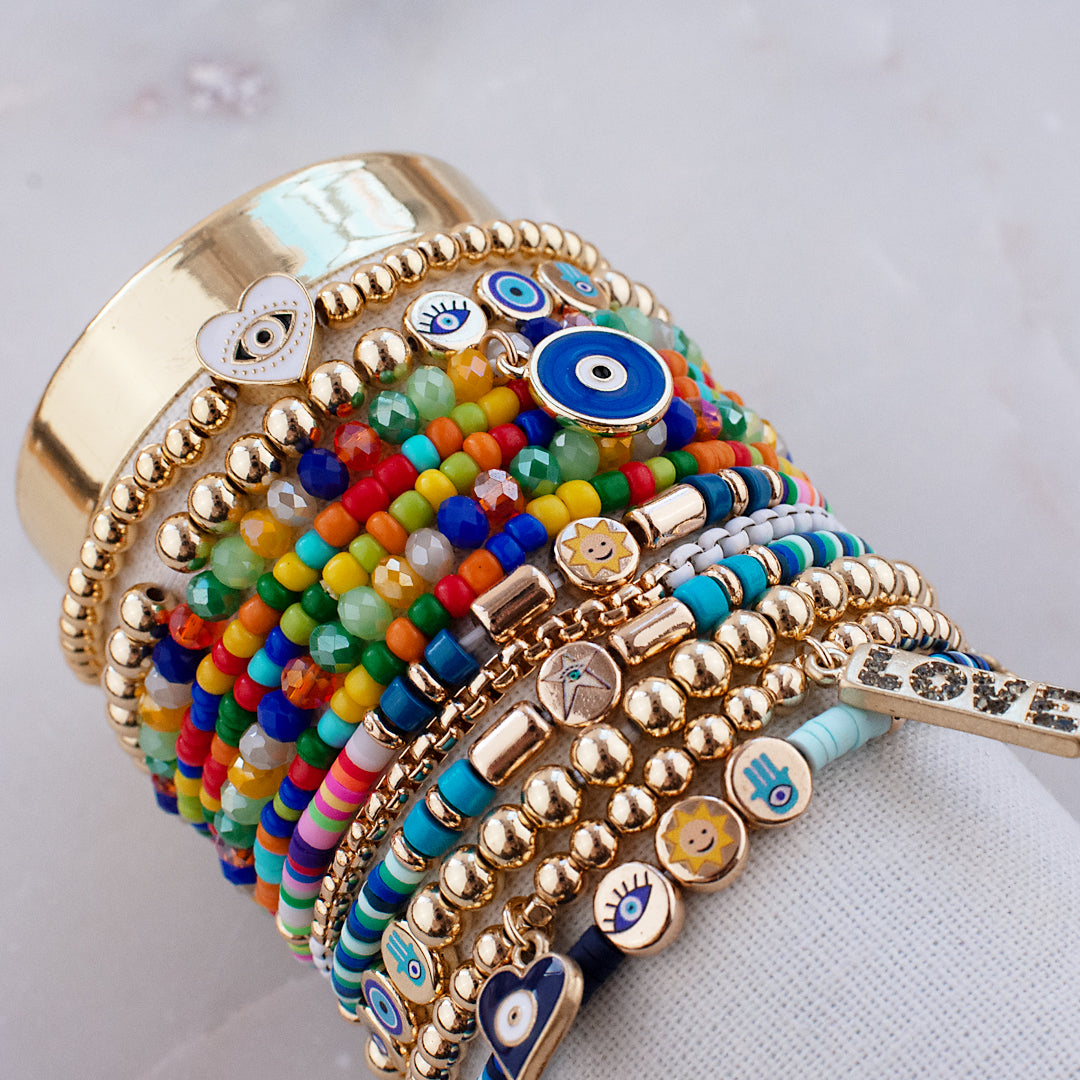metal & enamel box chain bracelet