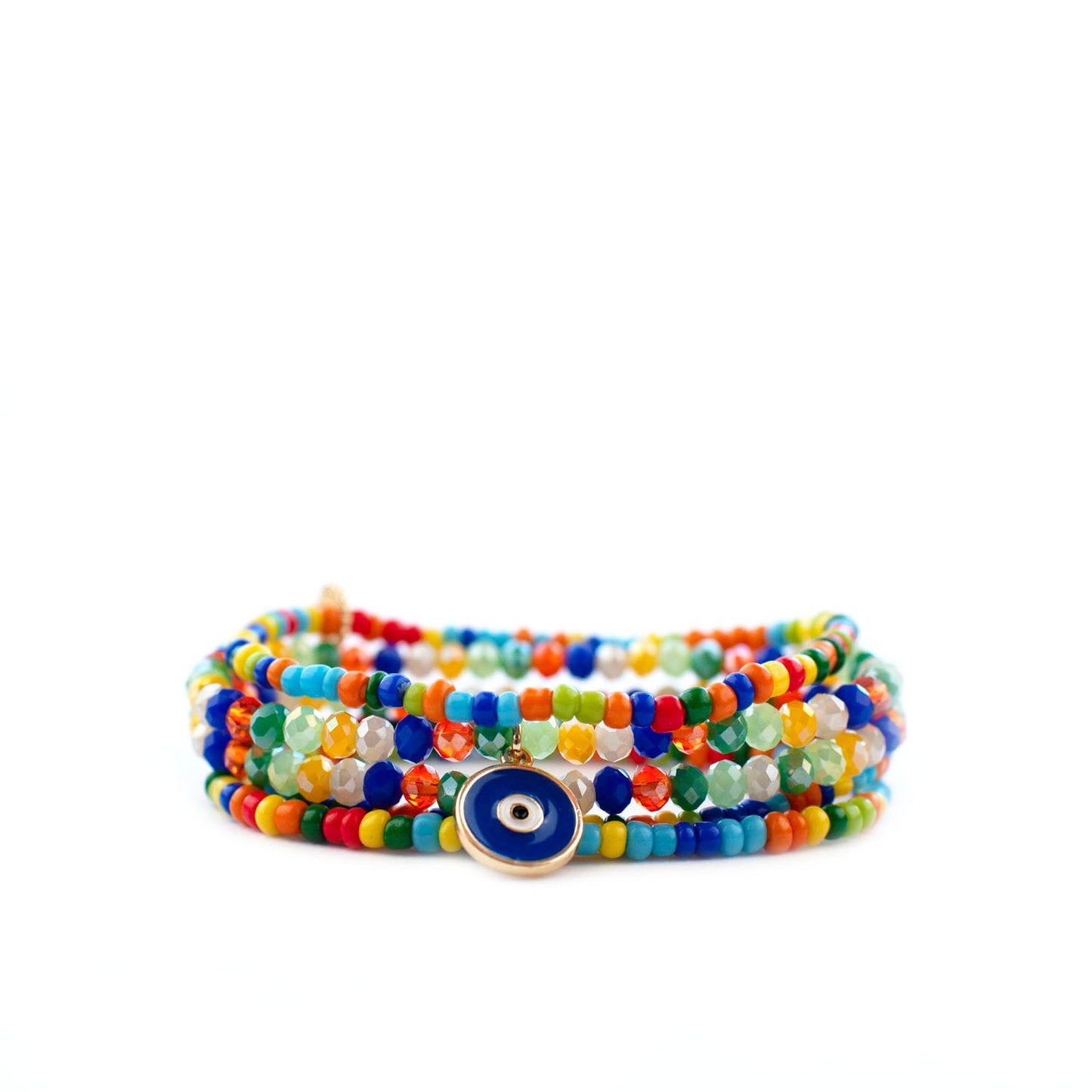 5-strand beaded evil eye bracelet set