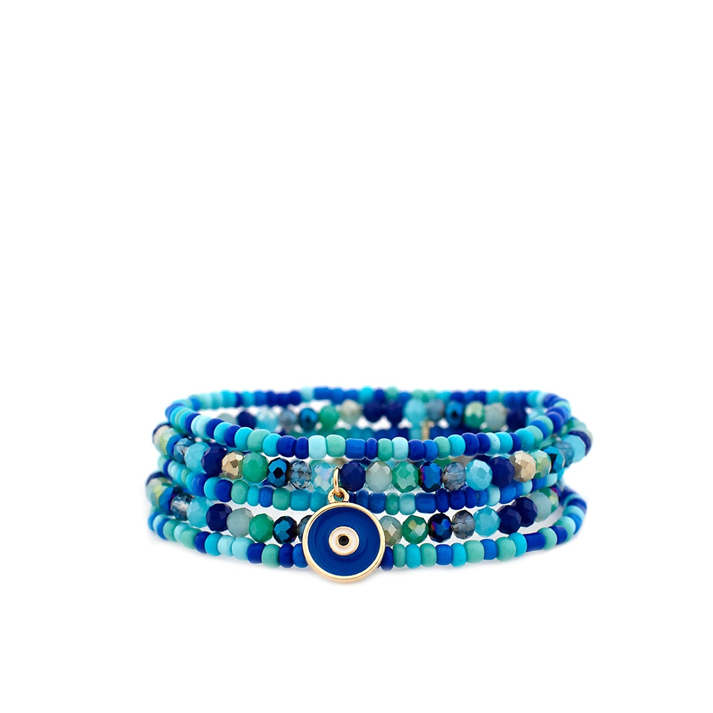 5-strand beaded evil eye bracelet set