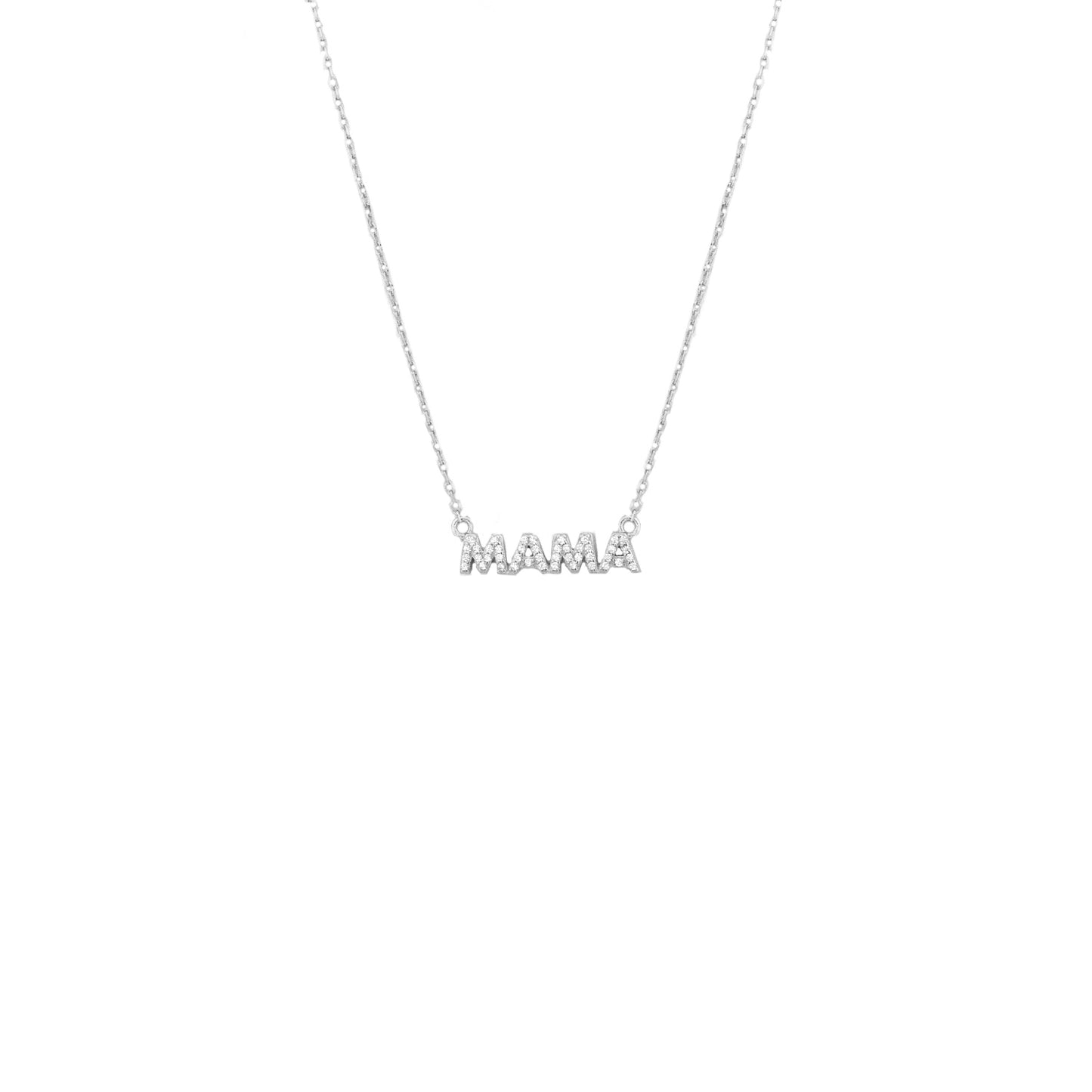Mama Necklace with Pavé Stone Accent