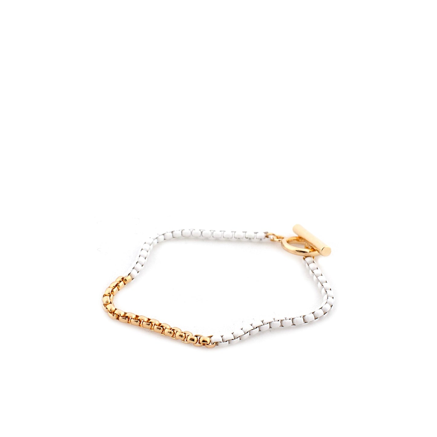 metal & enamel box chain bracelet