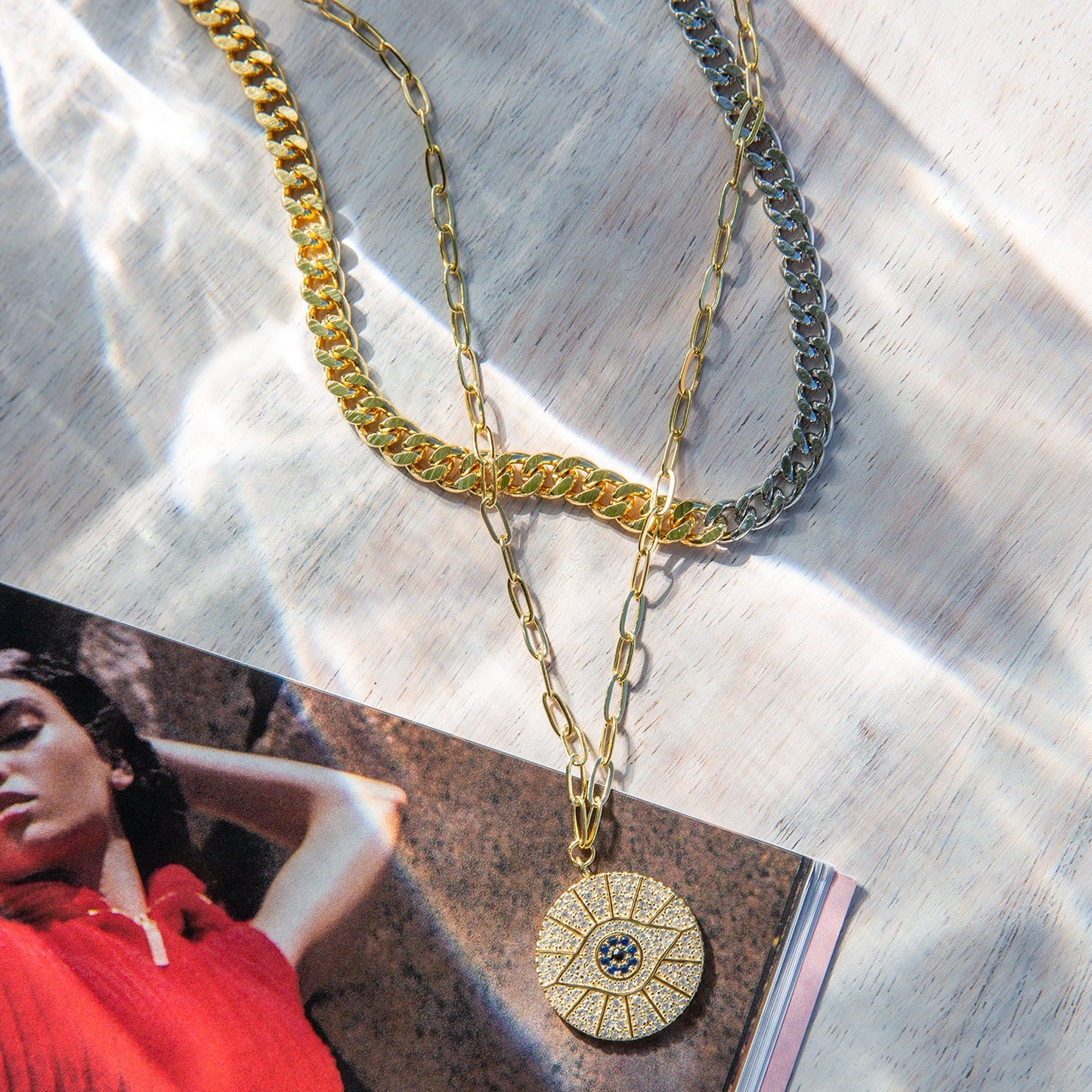 gold plated evil eye pendant necklace