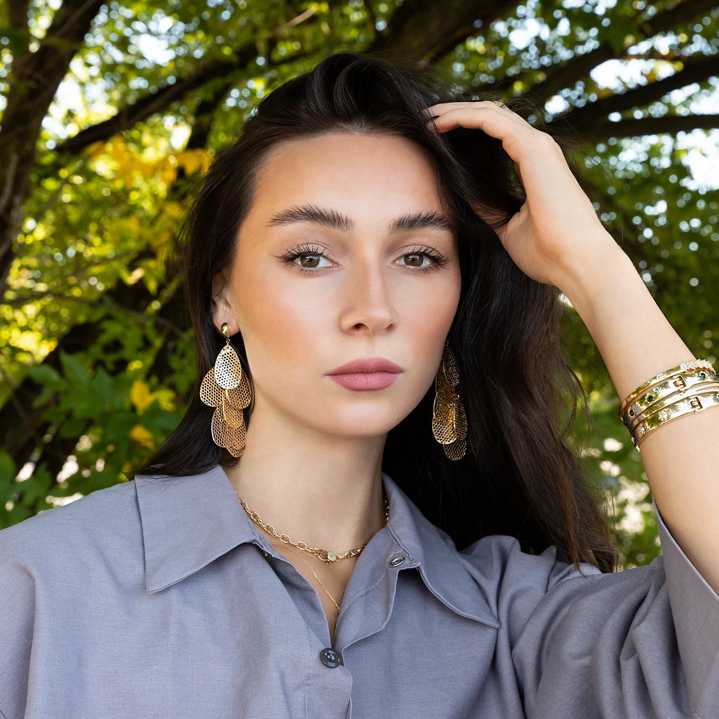 multi teardrop statement earring