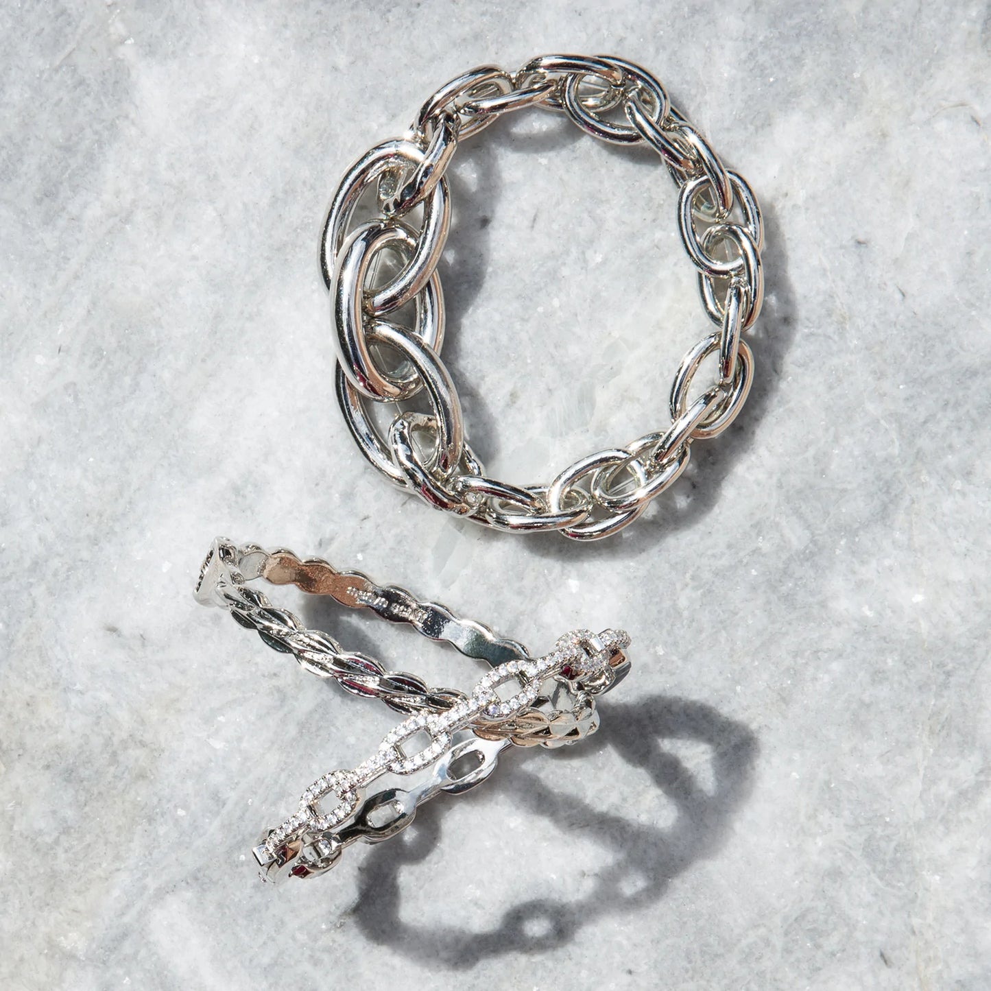 sterling pave CZ link bangle