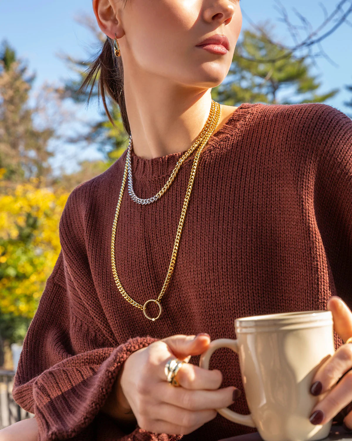 brass hinge-circle pendant necklace
