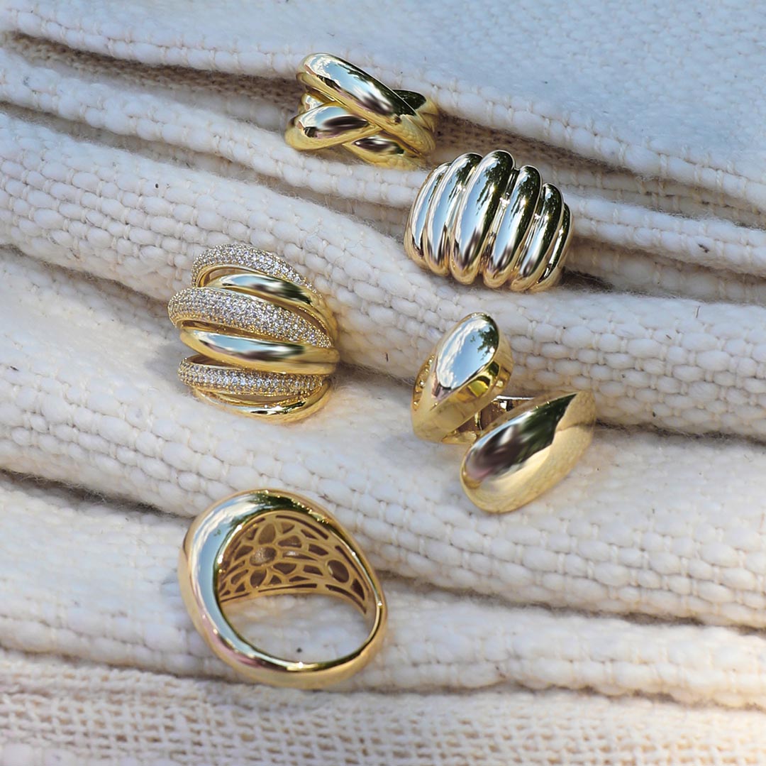 gold plated cz trim band ring