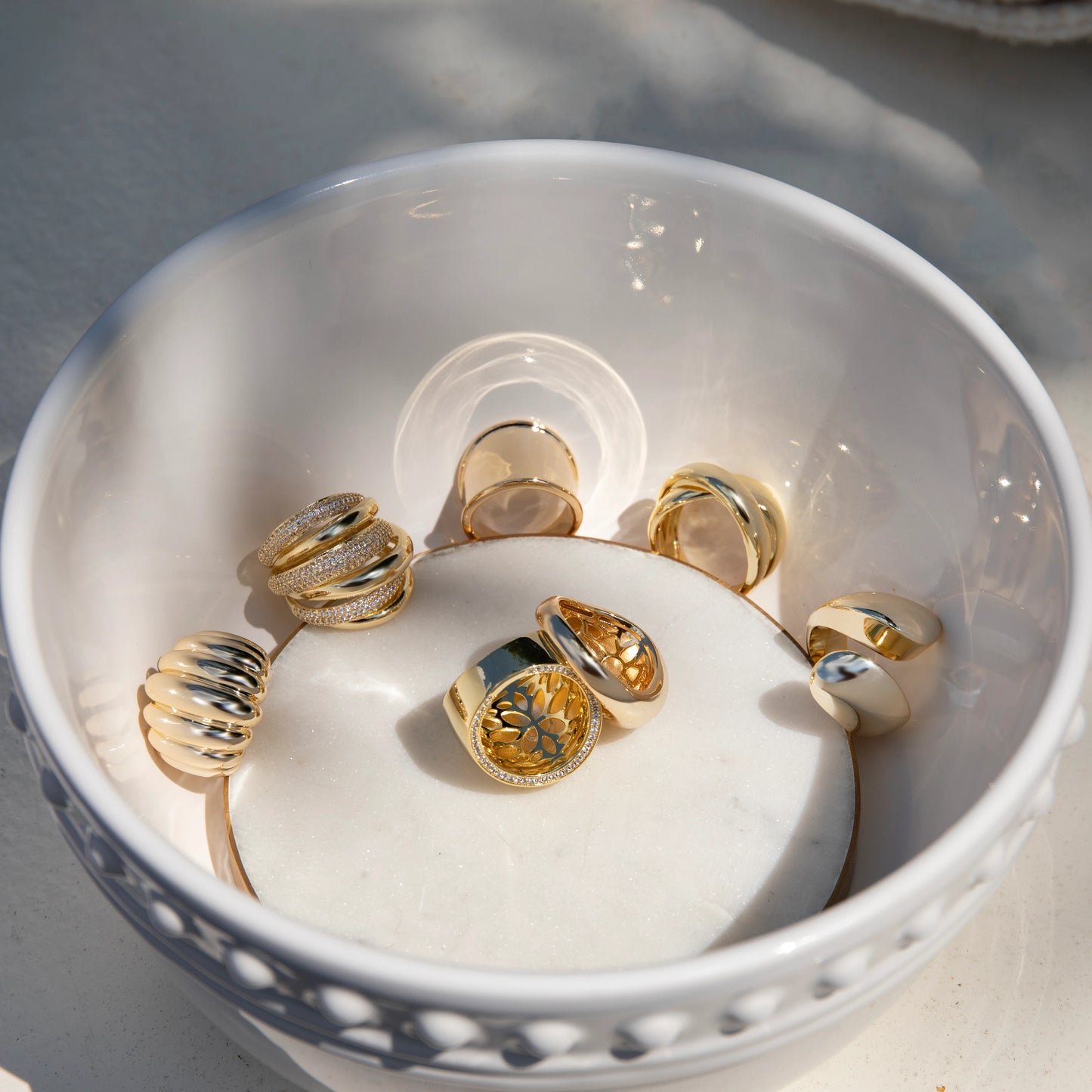 gold plated dome CZ trim ring