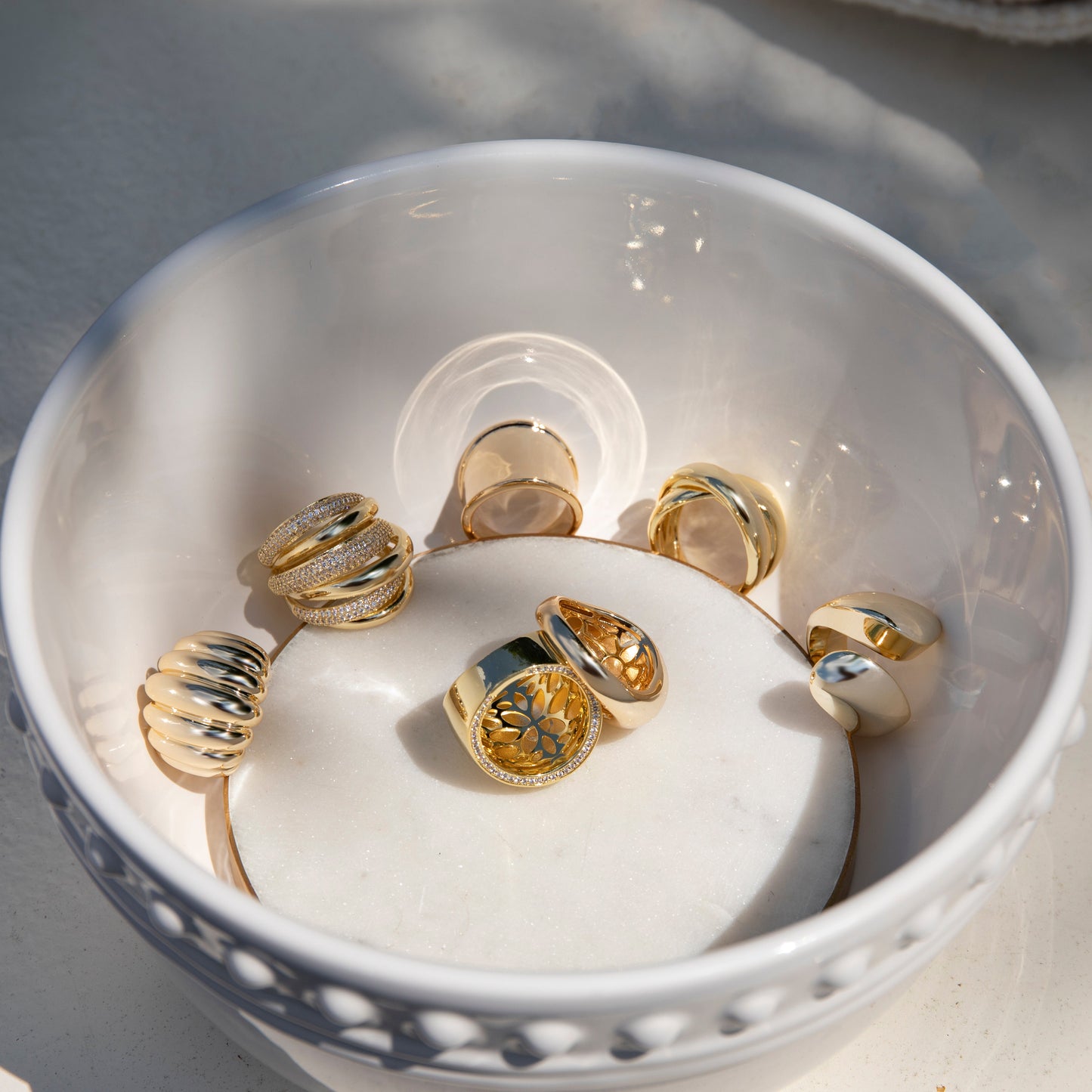 gold plated cz trim band ring