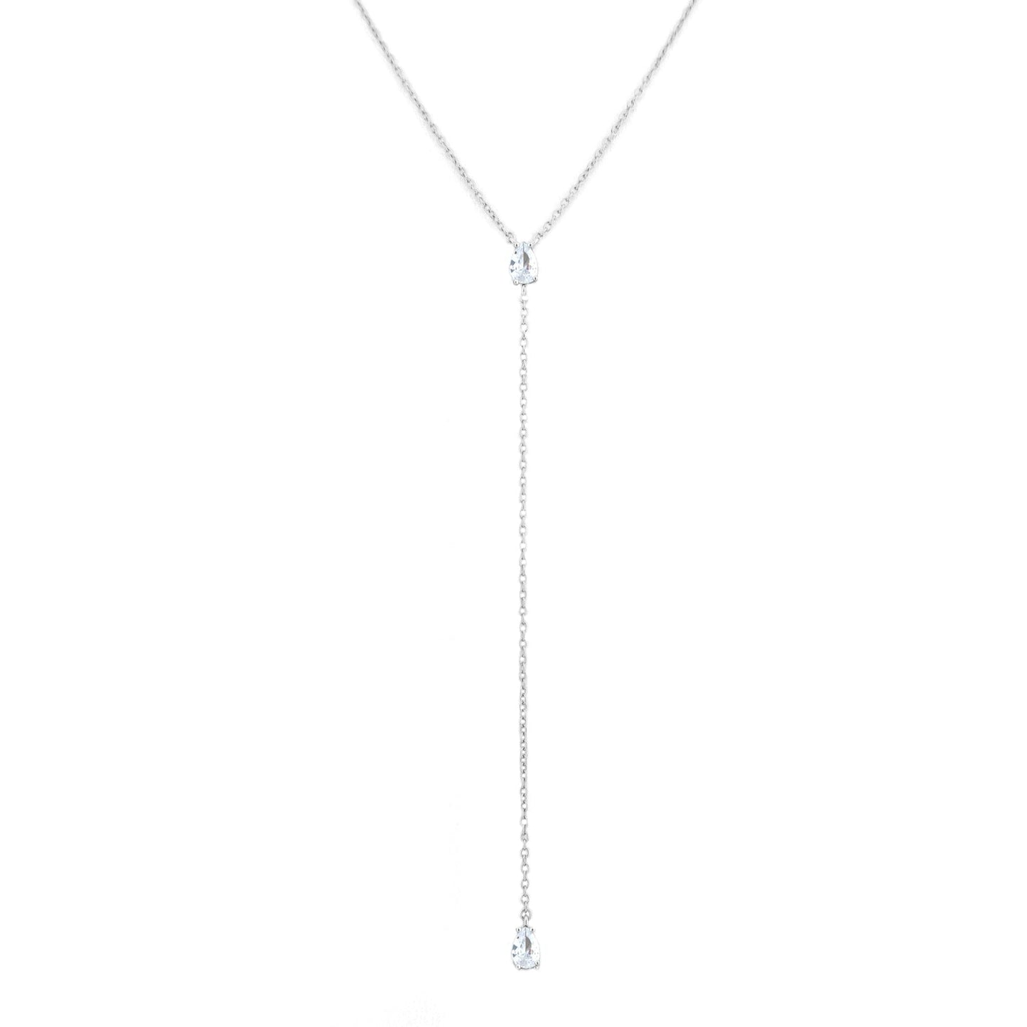 sterling pear-shaped stone Y necklace