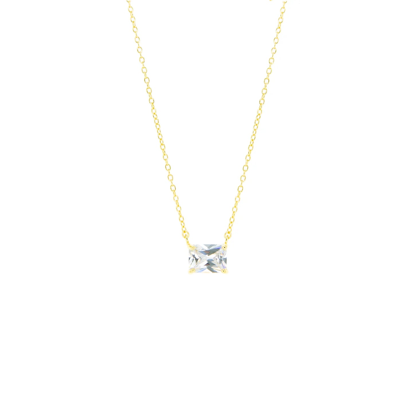 sterling rectangle stone necklace