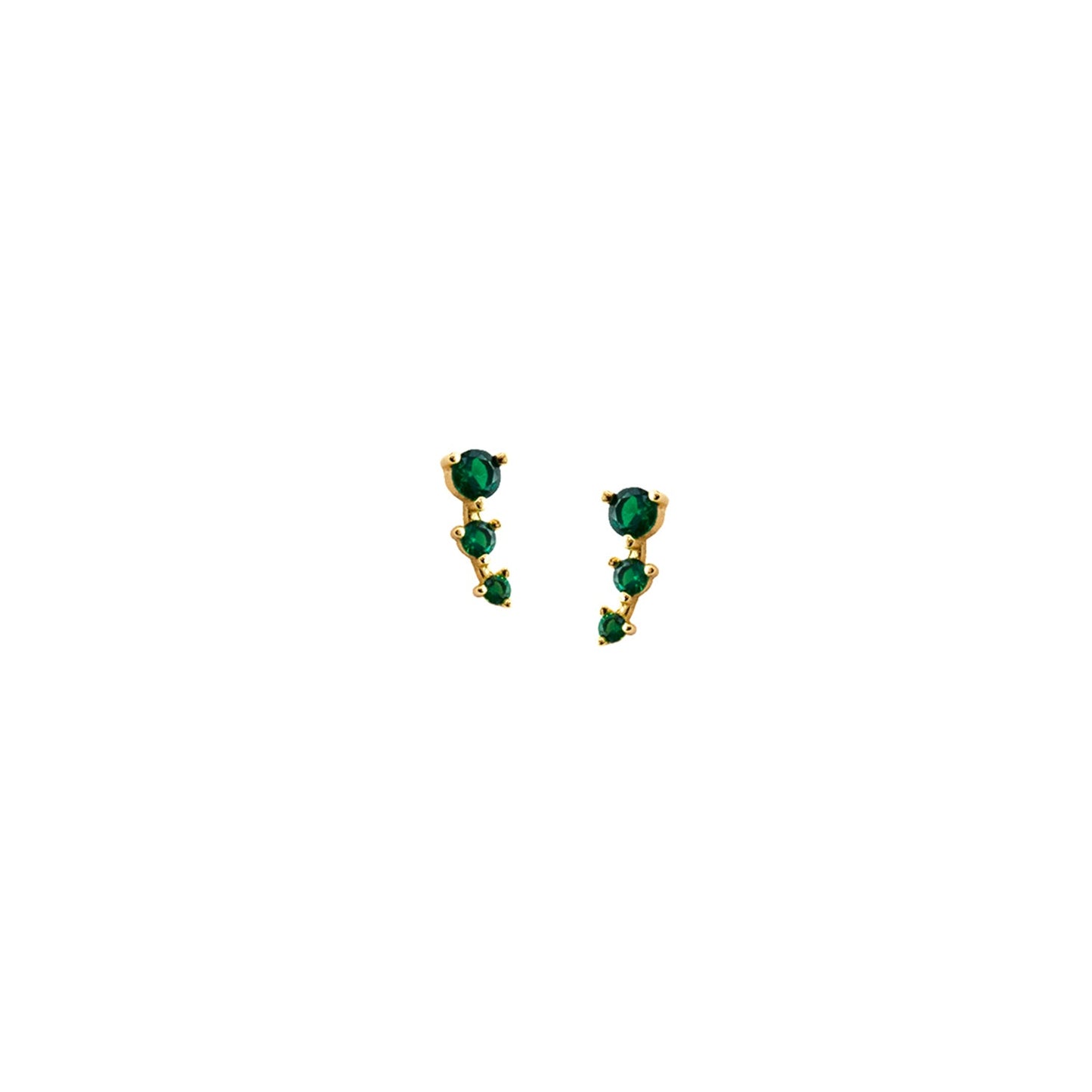 gold plated 3 stone stud earring