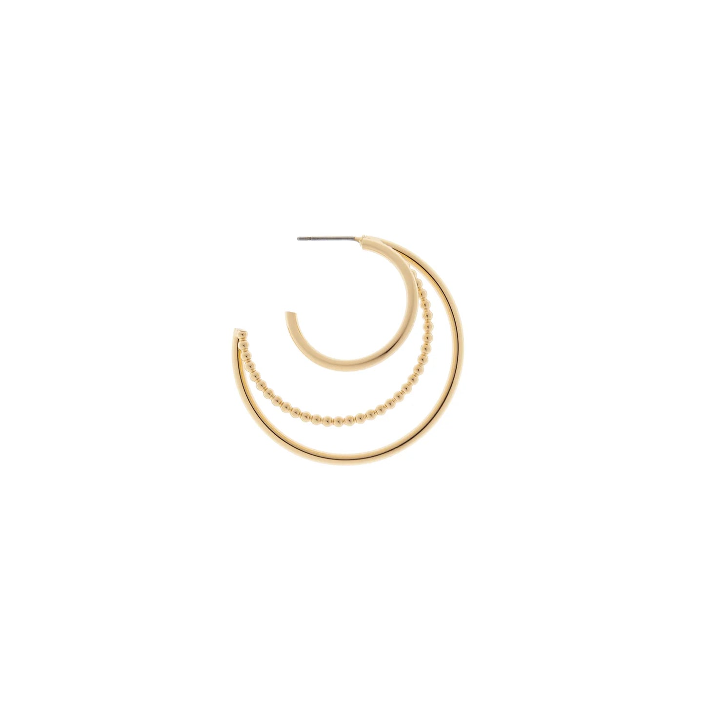 large center beaded tri-hoop