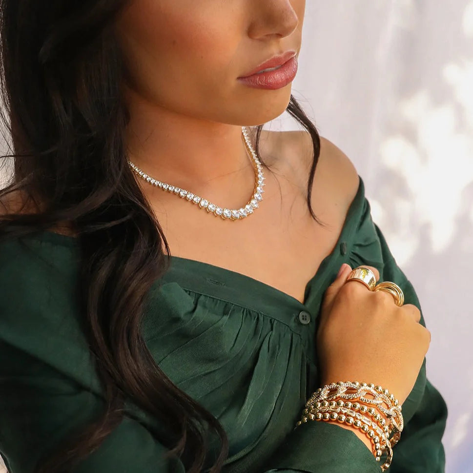 gold plated tennis necklace