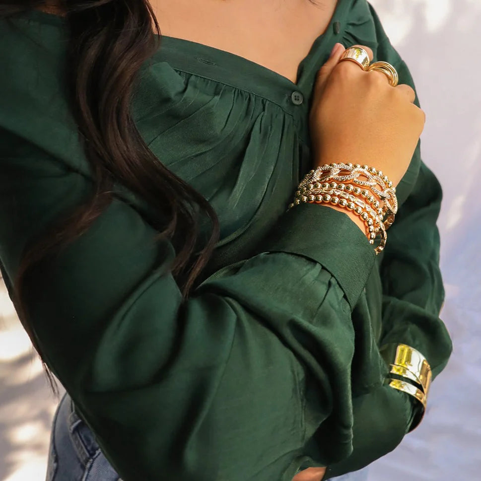 pave link statement hinge bangle