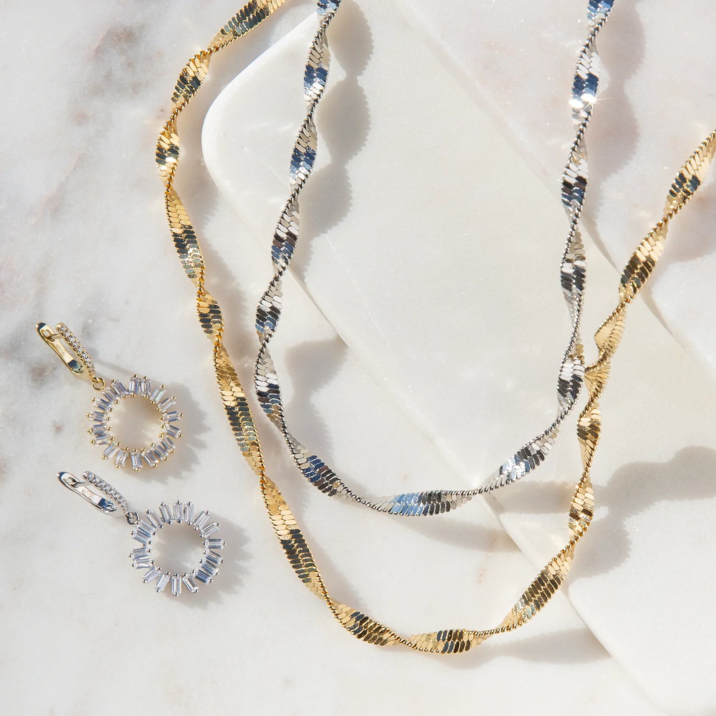 sterling baguette floral drop earring