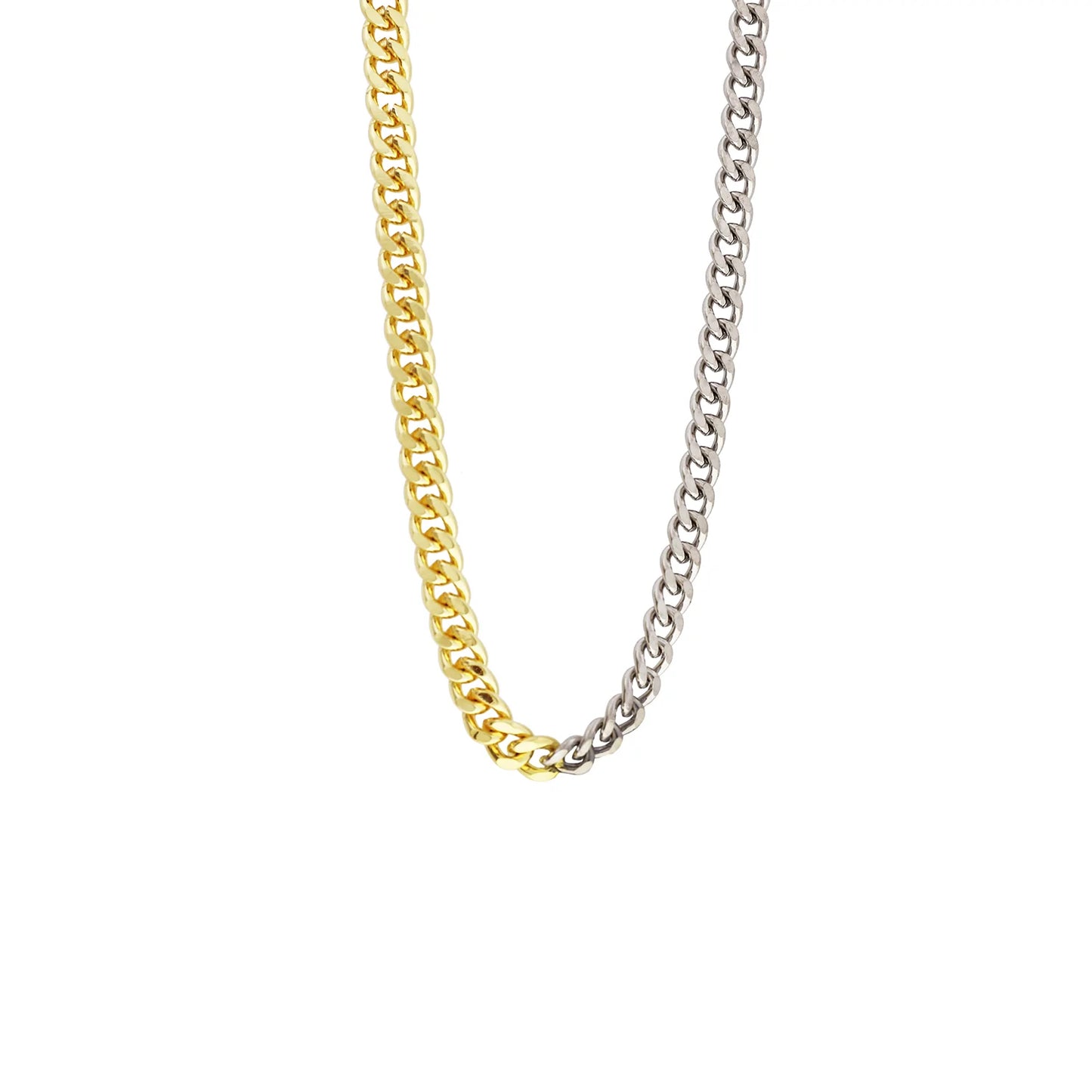 mixed metal curb link necklace