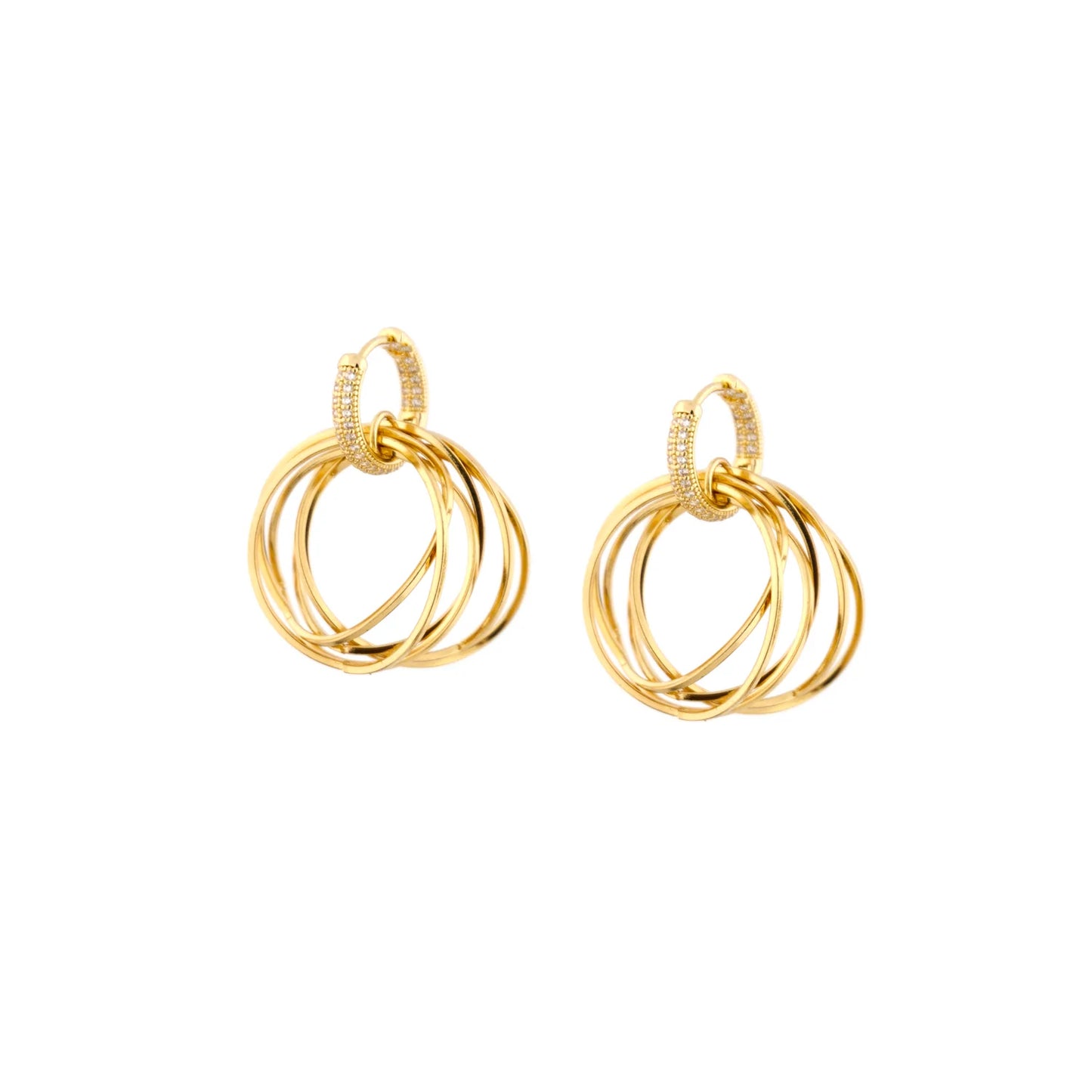 pave hoop cluster circle drop earring