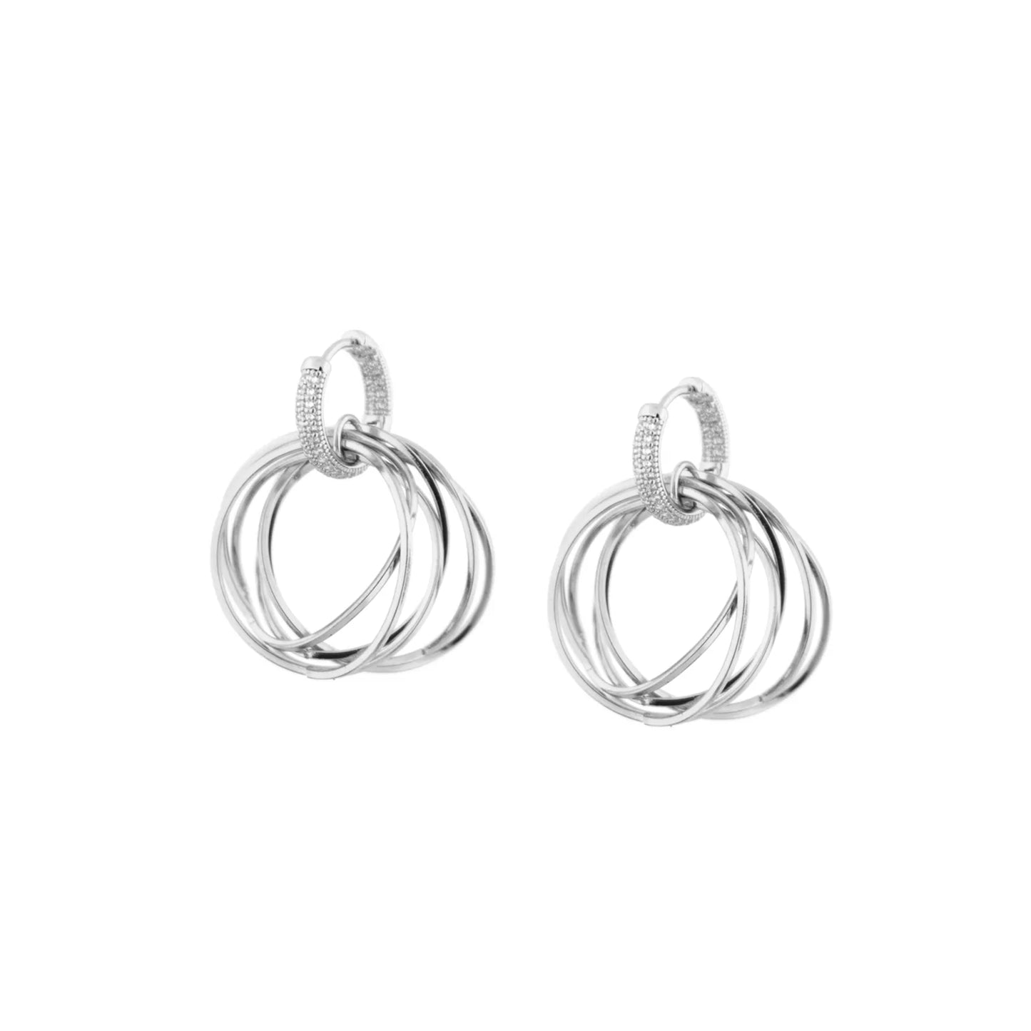 pave hoop cluster circle drop earring