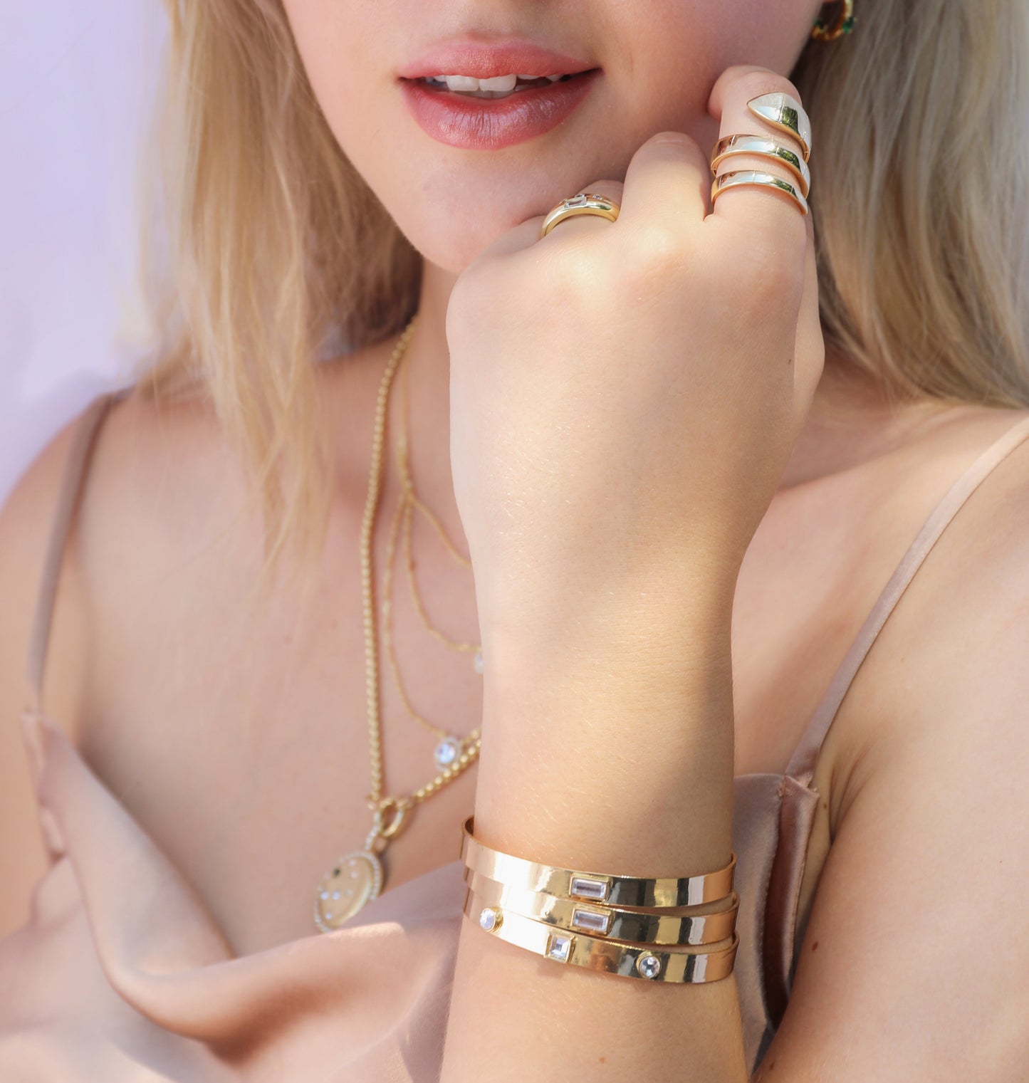 baguette crystal notch bangle