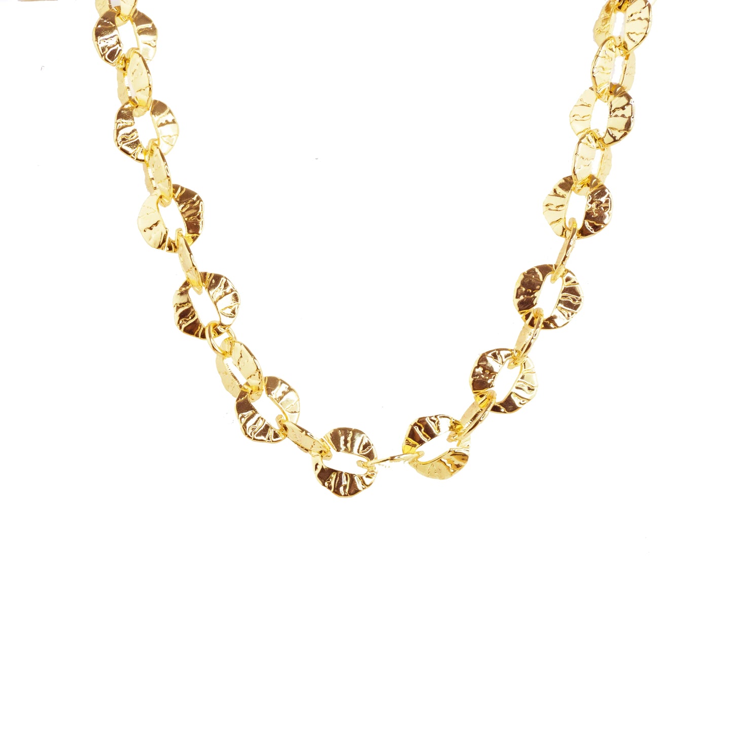 hammered metal open disc necklace